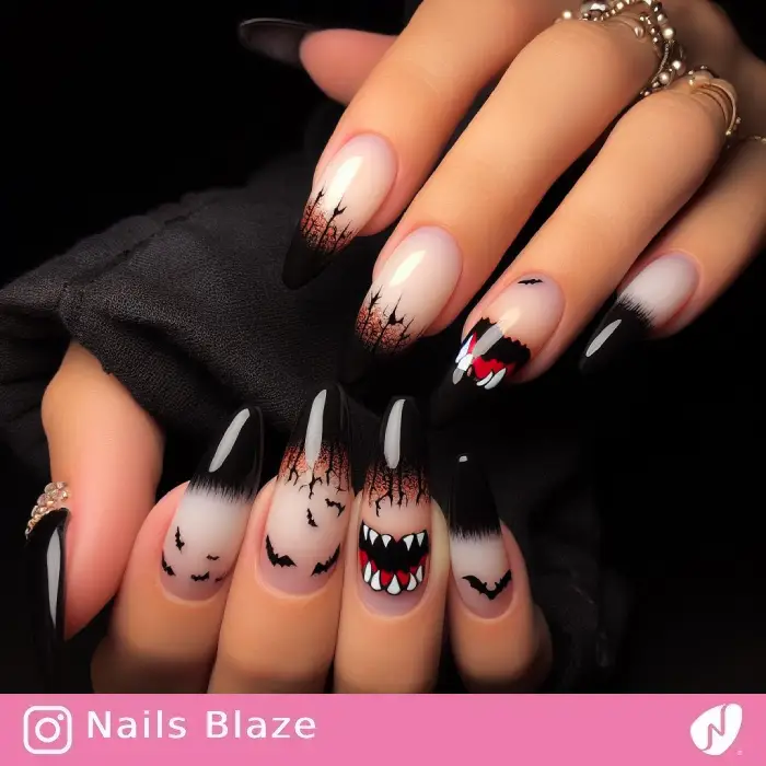 Vampire Fangs Nails | Halloween - NB783